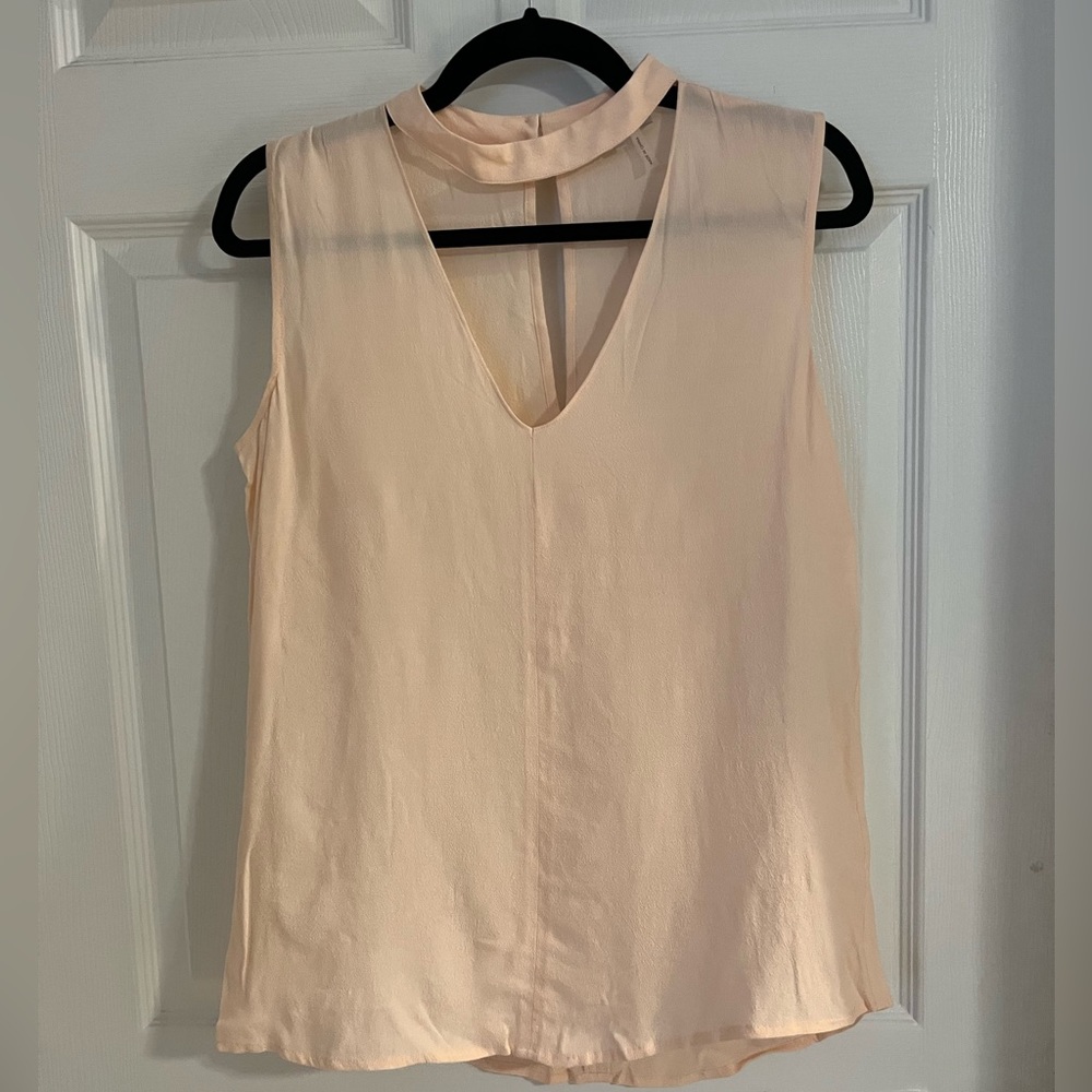 Tank Top with Choker Detail in Light Pink, Size S